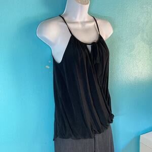 Amanda Uprichard Size P Black Silk Keyhole Faux Wrap Strappy Summer Tank Top